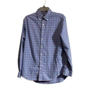 Vineyard Vines Whale Flannel Shirt Mens Sz Medium Slim Fit Blue Button Up Front